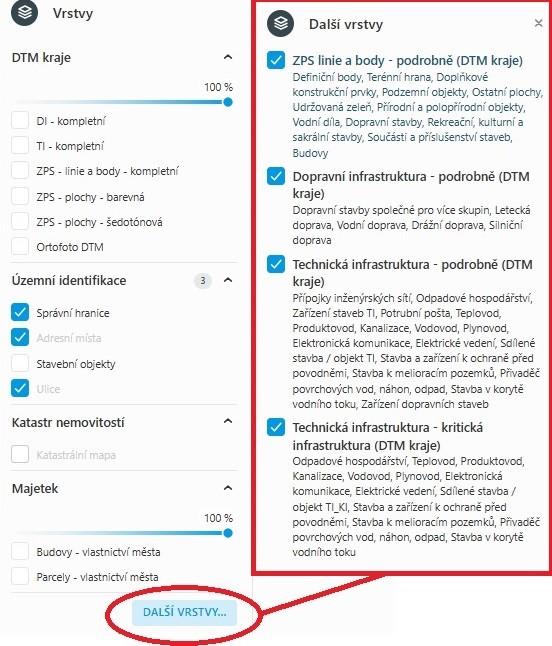 GIS - technická mapa - vrstvy