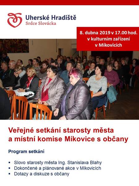 Plakát na setkání starosty města s občany městské části Míkovice