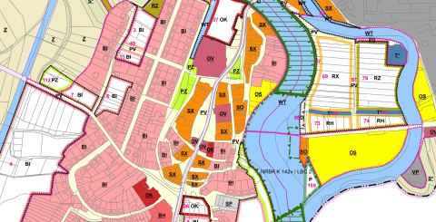 Územní plán Uherský Ostroh - výřez hlavního výkresu